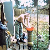 "Uknown Soldier Outside Old Locker Hootch - Quan Loi April 1968 - ABtry 6/27th Arty"